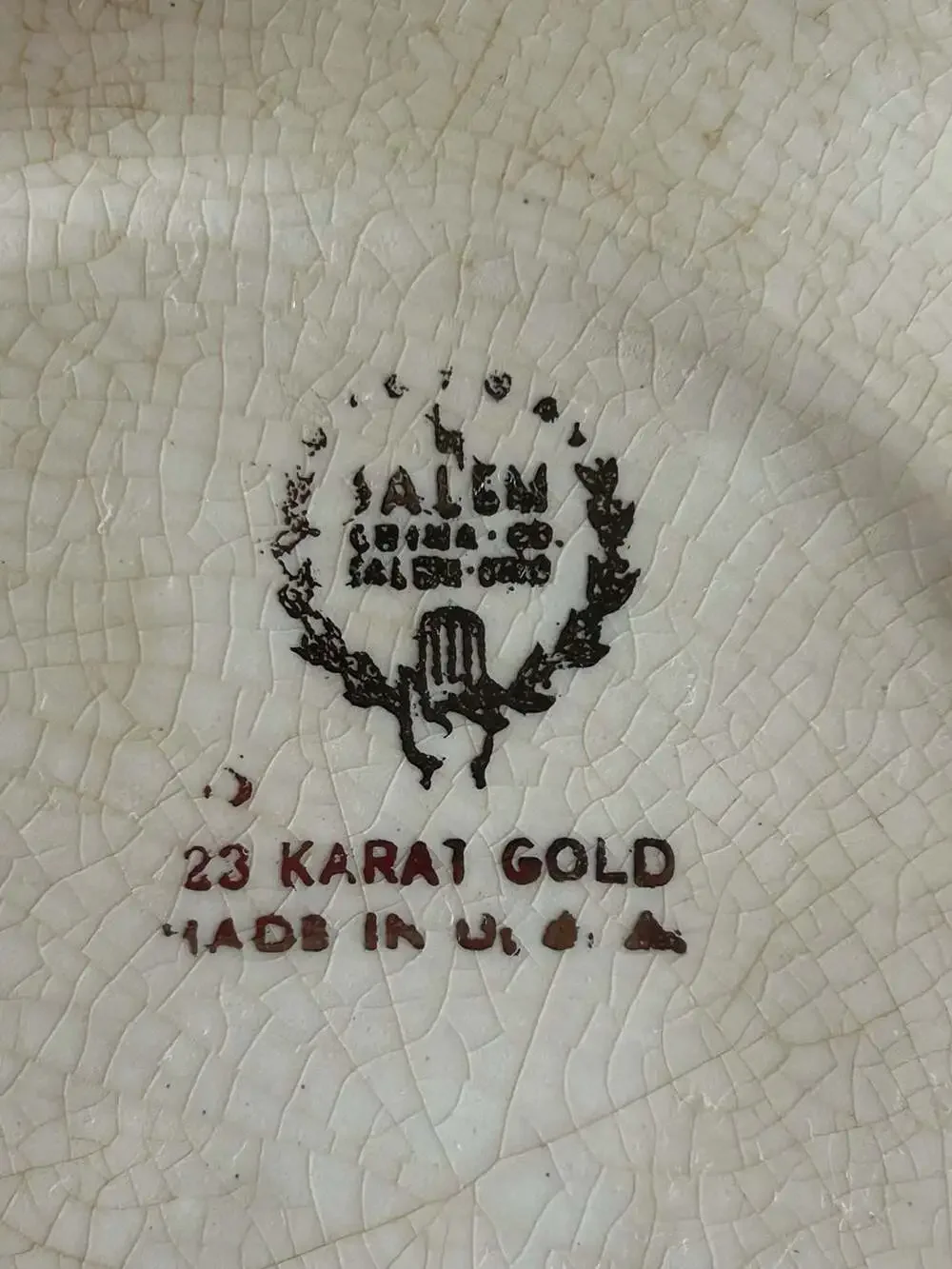Salem China throughout victory karat